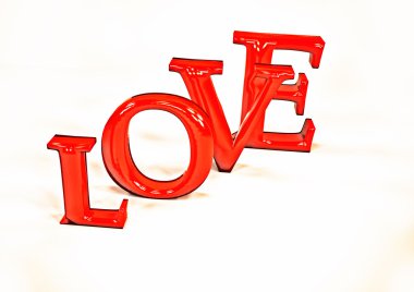 Boyutlu yazıt aşk. 3D çizim.