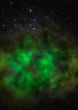 Uzayda bir yıldız alanı ve bir nebula