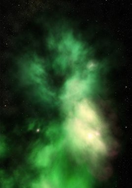 Uzayda bir yıldız alanı ve bir nebula