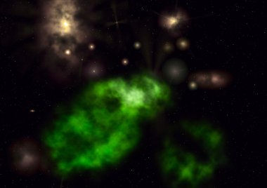 Uzayda bir yıldız alanı ve bir nebula