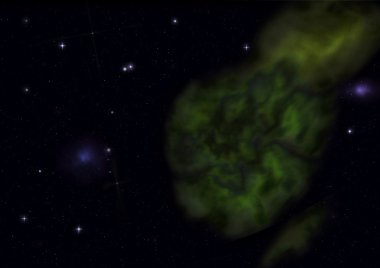 Uzayda bir yıldız alanı ve bir nebula