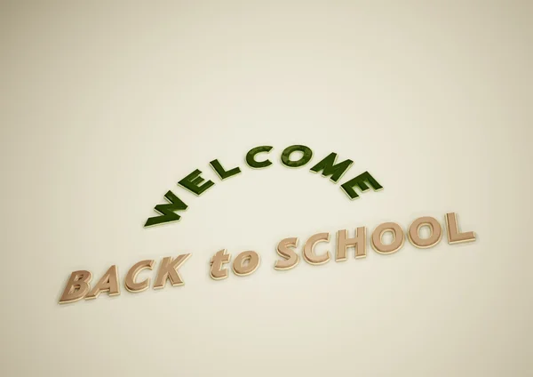 Dimensionell inskription Välkommen tillbaka till skolan. 3D gör. — Stockfoto