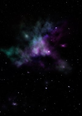 Uzayda bir yıldız alanı ve bir nebula