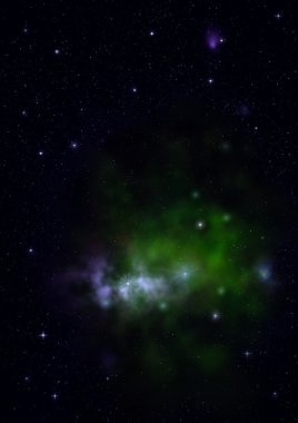 Uzayda bir yıldız alanı ve bir nebula