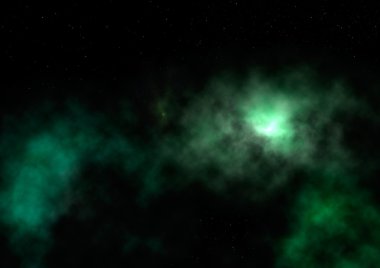 Uzayda bir yıldız alanı ve bir nebula