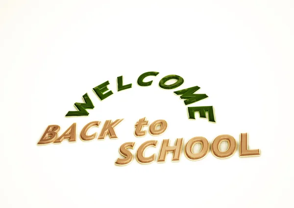 Wymiarowy napis Witamy powrót do szkoły. ilustracja 3D. — Zdjęcie stockowe