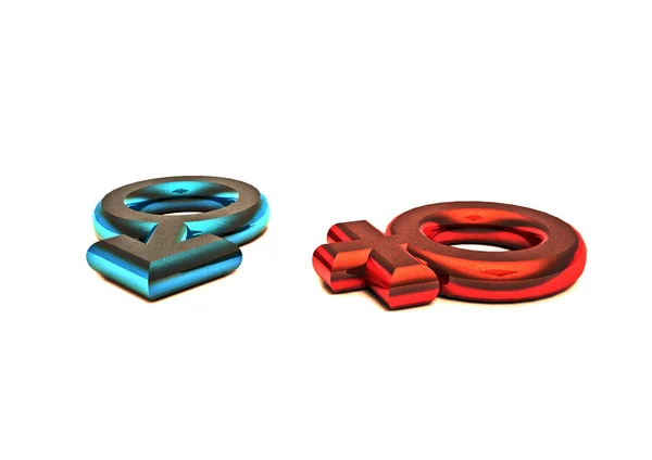 Mans and female symbols. 3D render. — Stock Photo, Image