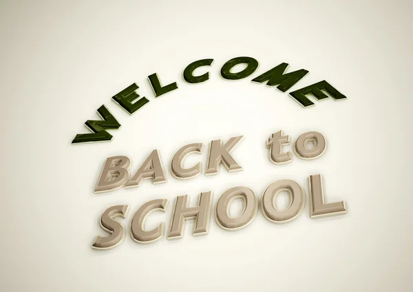 Надпись "Добро пожаловать в школу". 3D иллюстрация . — стоковое фото