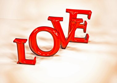 Boyutlu yazıt aşk. 3D çizim.