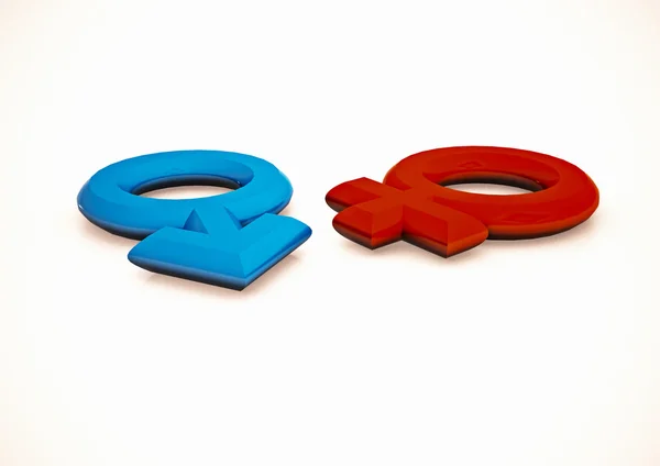 Símbolos masculinos y femeninos. Renderizado 3D . —  Fotos de Stock