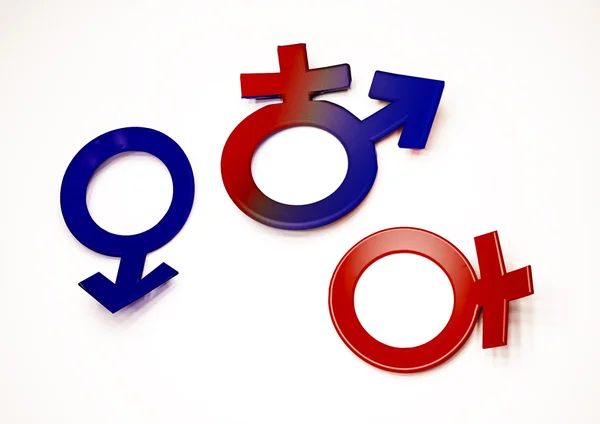 Mans and female symbols. 3D render. — Stock Photo, Image