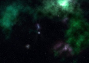 Uzayda bir yıldız alanı ve bir nebula