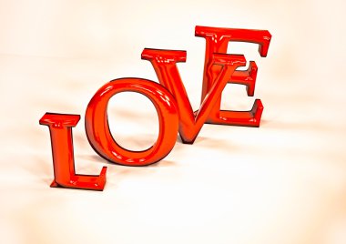 Boyutlu yazıt aşk. 3D çizim.