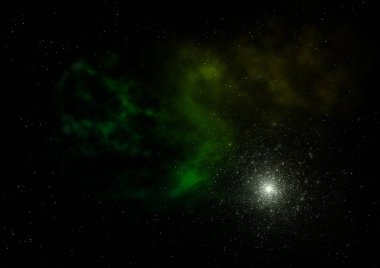 Uzayda bir yıldız alanı bir nebula ve gaz yoğunluğu. Bu görüntünün elementleri NASA tarafından döşenmiştir. 3B görüntüleme