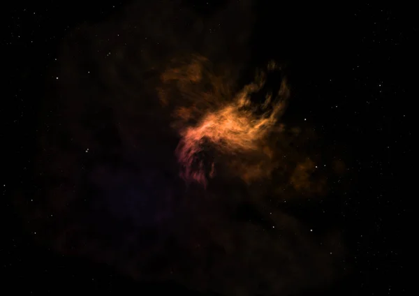 Ser nebulosa brillante y campo estelar. Renderizado 3D — Foto de Stock