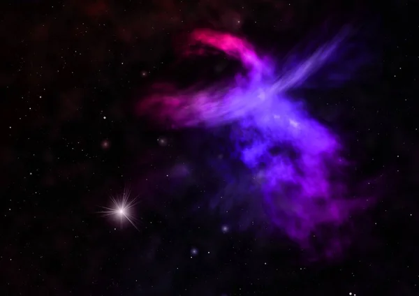 宇宙の星のフィールドと星雲。3Dレンダリング — ストック写真