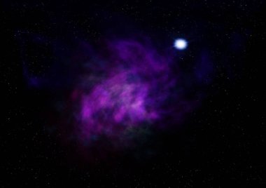 Uzayda bir yıldız alanı ve bir nebula. 3B görüntüleme