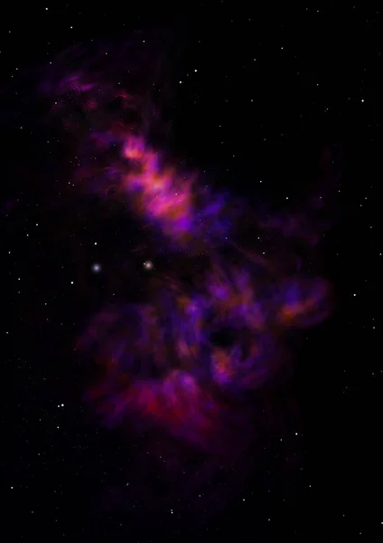 Uzayda bir yıldız alanı ve bir nebula. 3B görüntüleme — Stok fotoğraf