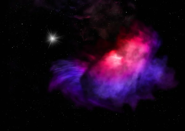 Ser nebulosa brillante y campo estelar. Renderizado 3D — Foto de Stock