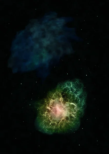 これまでのところ 宇宙空間に対して星雲や星のフィールド輝いている Nasaによって提供されたこの画像の要素 3Dレンダリング — ストック写真