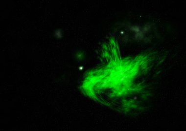 Uzaya karşı parlayan nebula ve yıldız alanı. Bu görüntünün elementleri NASA tarafından döşenmiştir. 3B görüntüleme.