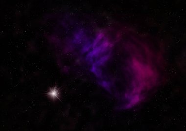 Uzayda bir yıldız alanı ve bir nebula.