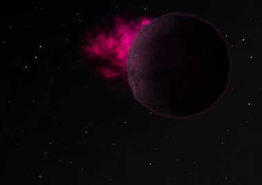 Gezegenler yıldızlara ve nebulaya karşı bir uzayda. Bu görüntünün elementleri NASA tarafından döşenmiştir. 3B görüntüleme.