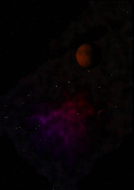 Gezegenler yıldızlara ve nebulaya karşı bir uzayda. Bu görüntünün elementleri NASA tarafından desteklenmektedir.