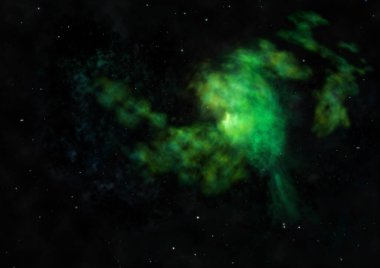 Evrendeki sonsuz uzay alanının küçük bir parçası. Bu görüntünün elementleri NASA tarafından döşenmiştir. 3B görüntüleme