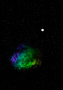 Uzayda bir yıldız alanı bir nebula ve gaz yoğunluğu. Bu görüntünün elementleri NASA tarafından döşenmiştir. 3B görüntüleme