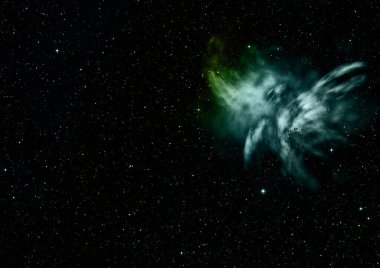 Uzaya karşı parlayan nebula ve yıldız alanı. Bu görüntünün elementleri NASA tarafından döşenmiştir. 3B görüntüleme.