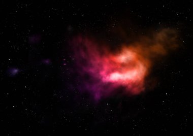 Uzaya karşı parlayan nebula ve yıldız alanı. Bu görüntünün elementleri NASA tarafından döşenmiştir. 3B görüntüleme.