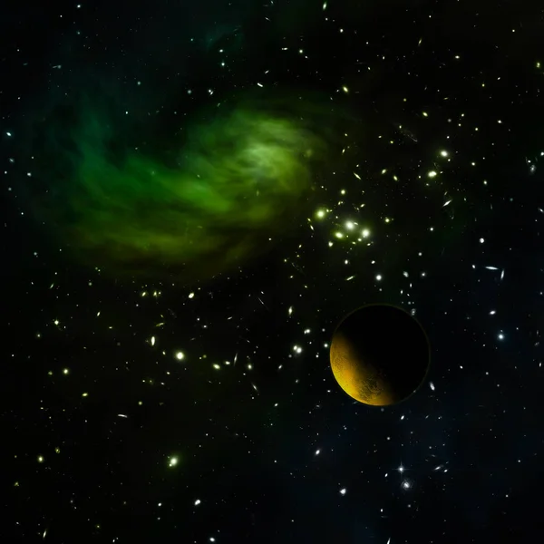 星や星雲に対する宇宙空間の惑星 この画像の要素はNasa 3Dレンダリングによって提供されます — ストック写真