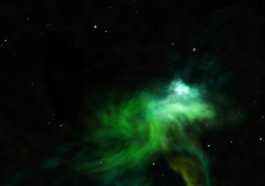 Uzaya karşı parlayan nebula ve yıldız alanı. Bu görüntünün elementleri NASA tarafından döşenmiştir. 3B görüntüleme.