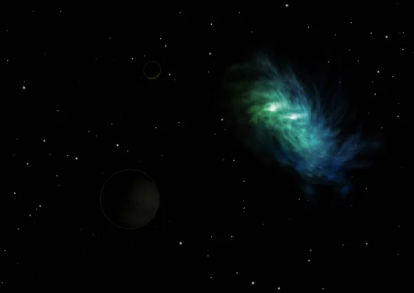 Lejos Ser Nebulosa Brillante Campo Estrellas Contra Espacio Elementos Esta — Foto de Stock