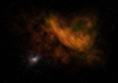 Evrendeki sonsuz uzay alanının küçük bir parçası. Bu görüntünün elementleri NASA tarafından döşenmiştir. 3B görüntüleme