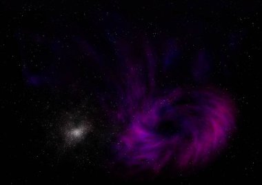 Uzayda bir yıldız alanı bir nebula ve gaz yoğunluğu. Bu görüntünün elementleri NASA tarafından döşenmiştir. 3B görüntüleme