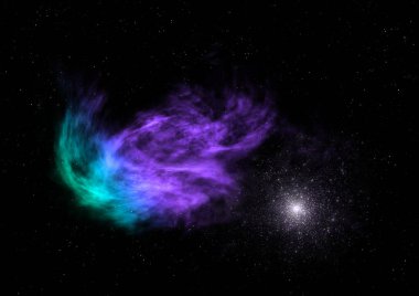 Evrendeki sonsuz uzay alanının küçük bir parçası. Bu görüntünün elementleri NASA tarafından döşenmiştir. 3B görüntüleme