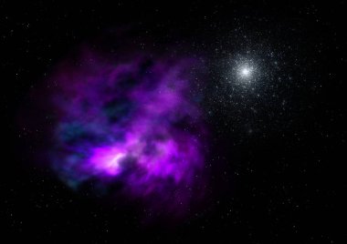 Uzaya karşı parlayan nebula ve yıldız alanı. Bu görüntünün elementleri Nasa 3d tarafından döşenmiştir.