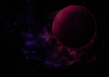 Gezegenler yıldızlara ve nebulaya karşı bir uzayda.