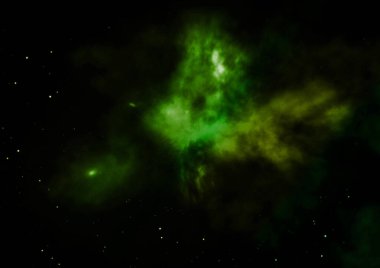 Uzayda bir yıldız alanı ve bir nebula.