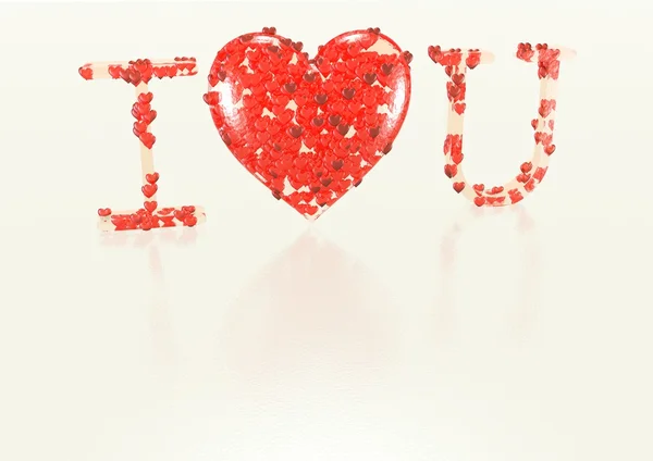 Inscripción Te amo hecha de corazones — Foto de Stock
