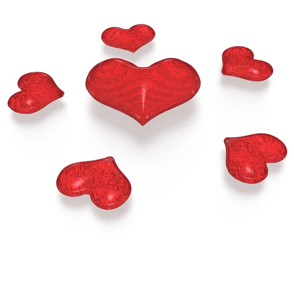 Red Valentine hearts. Three dimensional render. — Stock Photo, Image
