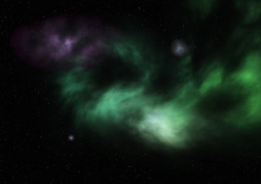 Uzayda bir yıldız alanı ve bir nebula