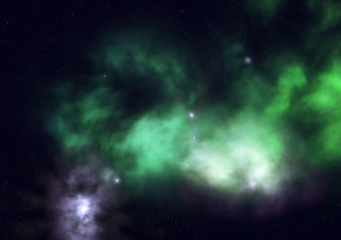 Uzayda bir yıldız alanı ve bir nebula