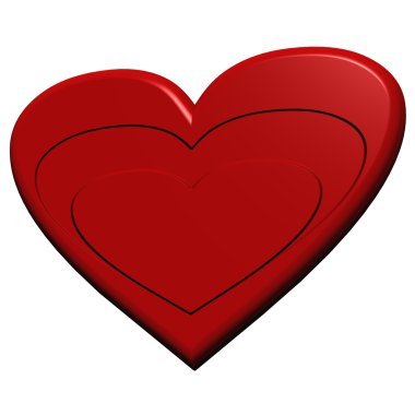 Kırmızı valentine kalp. üç boyutlu render.