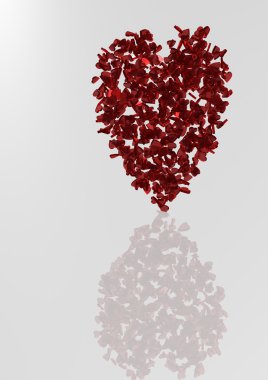 Küçük kalpler kırmızı kalp şekli yapılır.