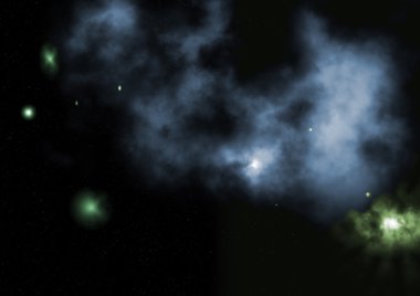 Uzayda bir yıldız alanı ve bir nebula