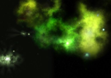 Uzayda bir yıldız alanı ve bir nebula