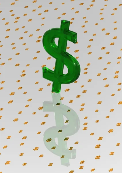 Büyük üç boyutlu yeşil dolar işareti — Stok fotoğraf
